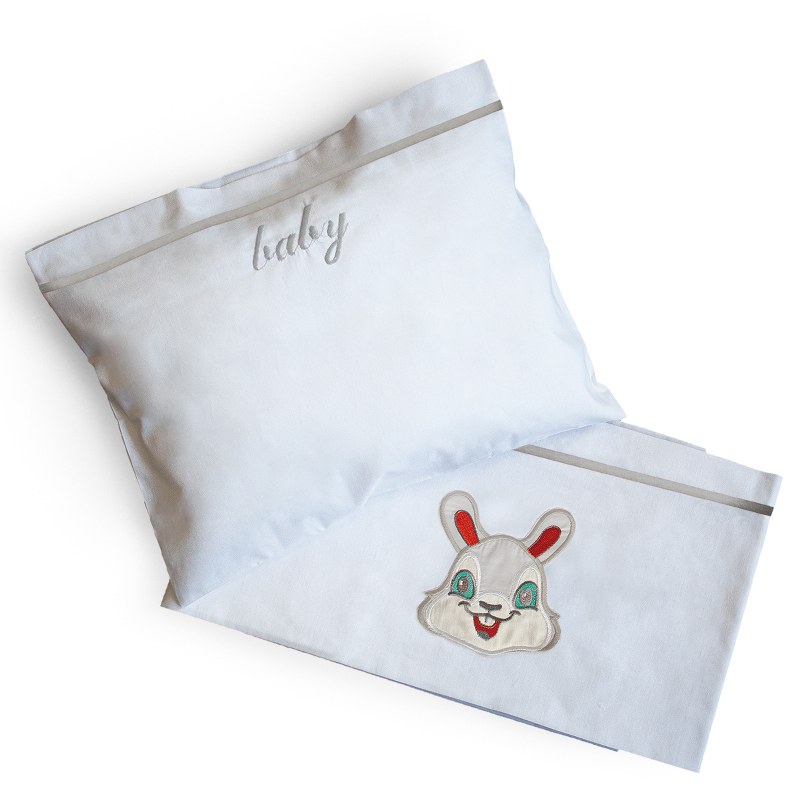 Σετ Σεντόνια Βαμβακερά Κούνιας 120x160εκ. Bunny Silver SBaby (Ύφασμα: Βαμβάκι 100%, Χρώμα: Γκρι) - SBaby - 5206864069794